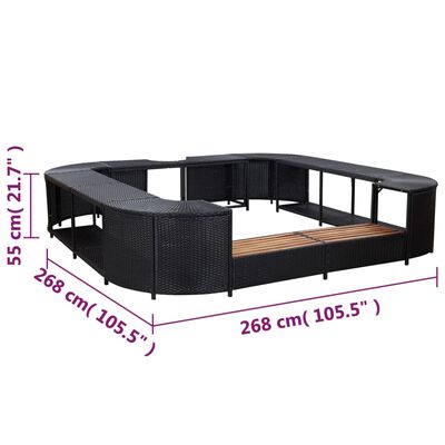 vidaXL Spa-ombouw vierkant 268x268x55 cm poly rattan zwart