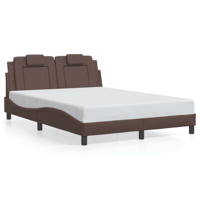 vidaXL Bedframe met hoofdbord kunstleer bruin 140x190 cm