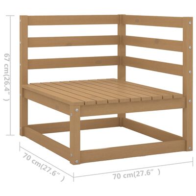 vidaXL 11-delige Loungeset met kussens massief grenenhout honingbruin