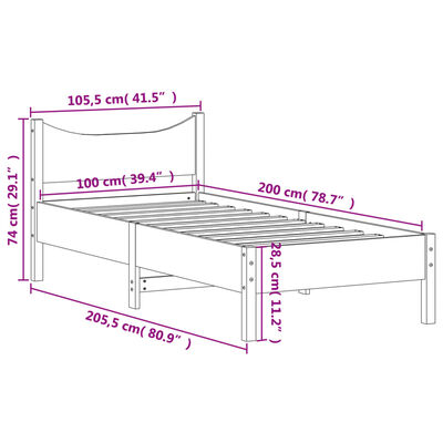 vidaXL Bedframe zonder matras massief grenenhout wit 140x200 cm