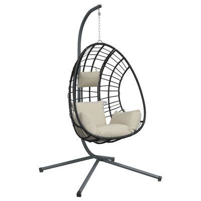 vidaXL Hangstoel met standaard rattan en staal beige