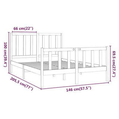 vidaXL Bedframe massief grenenhout zwart 140x200 cm