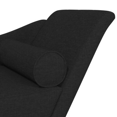 vidaXL Chaise longue met kussens stof zwart