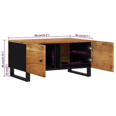 vidaXL Salontafel 80x50x40 cm massief acaciahout en bewerkt hout