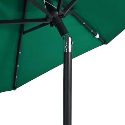 vidaXL Parasol met LED's en stalen paal 225x225x212 cm groen