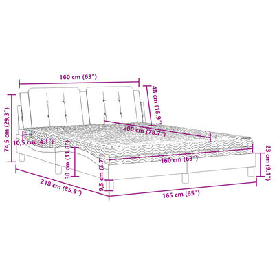 vidaXL Bed met matras kunstleer bruin 160x200 cm