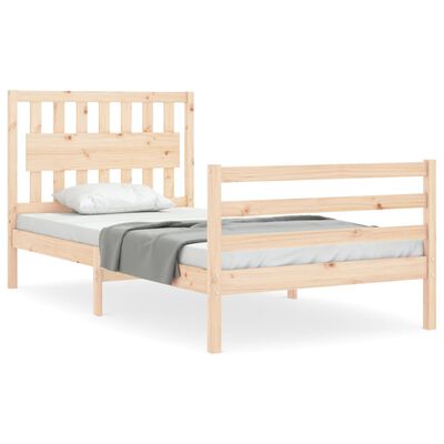 vidaXL Bedframe met hoofdbord massief hout 100x200 cm