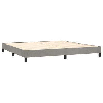 vidaXL Boxspring met matras fluweel lichtgrijs 200x200 cm