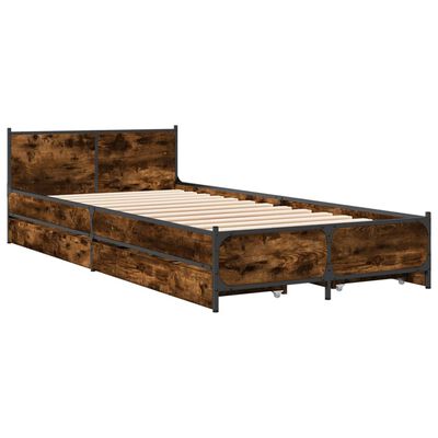 vidaXL Bedframe met lades bewerkt hout gerookt eikenkleurig 90x200 cm