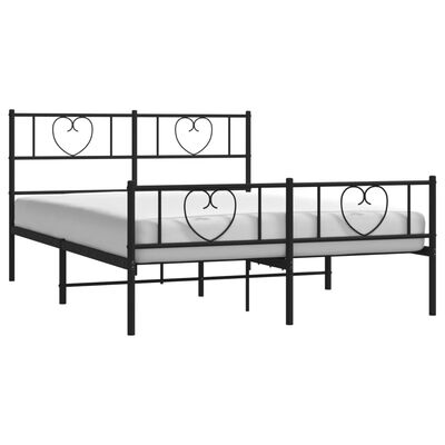 vidaXL Bedframe met hoofd- en voeteneinde metaal zwart 140x190 cm