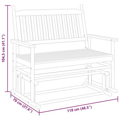 vidaXL Schuifbankje 118x70x104,5 cm massief populierenhout bruin