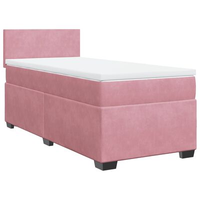 vidaXL Boxspring met matras fluweel roze 100x200 cm