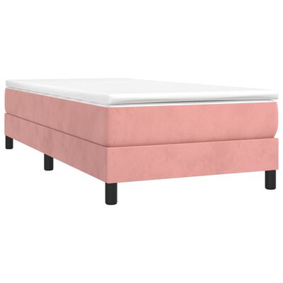 vidaXL Boxspring met matras fluweel roze 100x200 cm