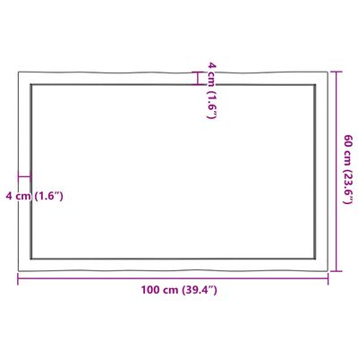 vidaXL Tafelblad natuurlijke rand 100x60x(2-4) cm massief eikenhout