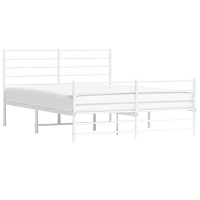 vidaXL Bedframe met hoofd- en voeteneinde metaal wit 135x190 cm