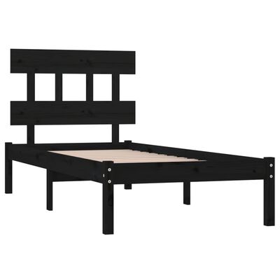 vidaXL Bedframe massief hout zwart 90x190 cm