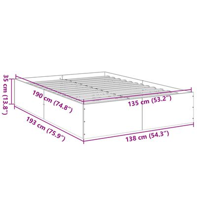 vidaXL Bedframe bewerkt hout zwart 135x190 cm