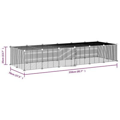 vidaXL Huisdierenkooi met deur 28 panelen 35x35 cm staal zwart