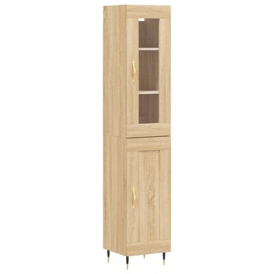 vidaXL Hoge kast 34,5x34x180 cm bewerkt hout sonoma eikenkleurig