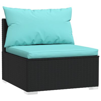 vidaXL 9-delige Loungeset met kussens poly rattan zwart