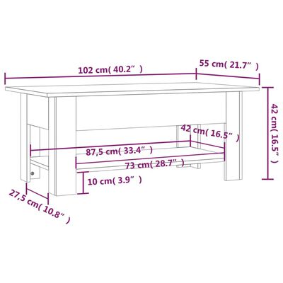 vidaXL Salontafel 102x55x42 cm bewerkt hout bruin eikenkleur