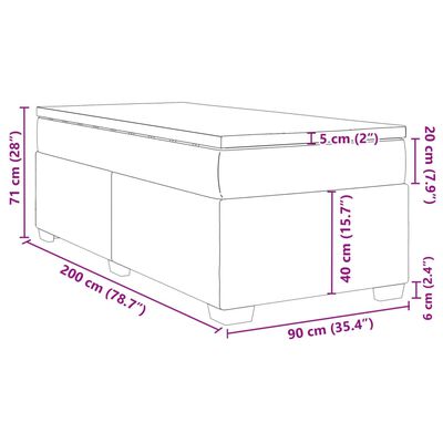 vidaXL Boxspring met matras stof lichtgrijs 90x200 cm