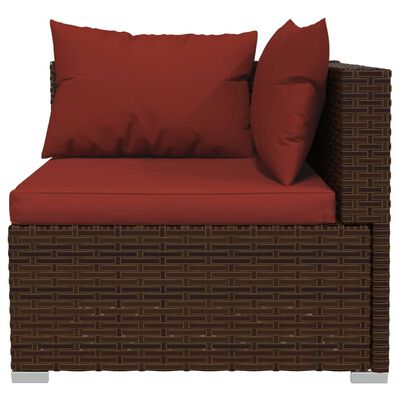 vidaXL 12-delige Loungeset met kussens poly rattan bruin