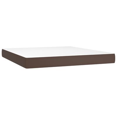 vidaXL Boxspring met matras en LED kunstleer bruin 160x200 cm