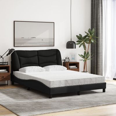 vidaXL Bed met matras stof zwart 140x200 cm