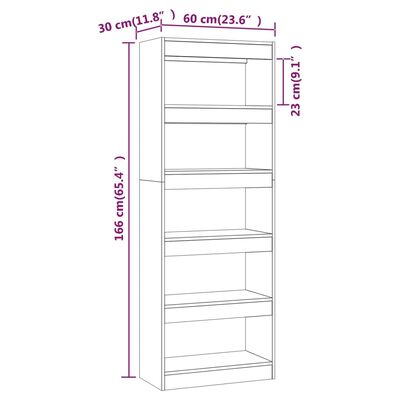 vidaXL Boekenkast/kamerscherm 60x30x166 cm bewerkt hout grijs sonoma