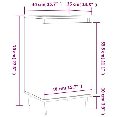 vidaXL Dressoirs 2 st 40x35x70 cm bewerkt hout zwart