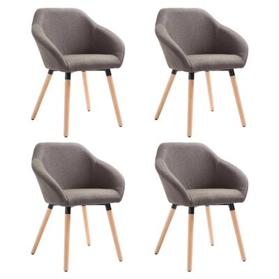 vidaXL Eetkamerstoelen 4 st draaibaar stof taupe