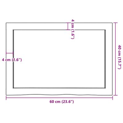 vidaXL Tafelblad 60x40x(2-4) cm onbehandeld massief eikenhout