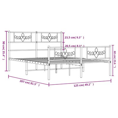 vidaXL Bedframe met hoofd- en voeteneinde metaal wit 120x200 cm