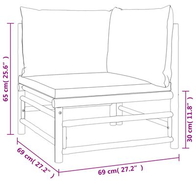 vidaXL 7-delige Loungeset met lichtgrijze kussens bamboe