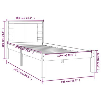 vidaXL Bedframe zonder matras massief grenenhout wit 140x200 cm