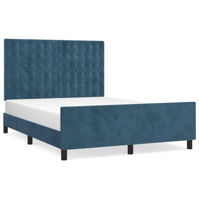 vidaXL Bedframe zonder matras 140x190 cm fluweel donkerblauw