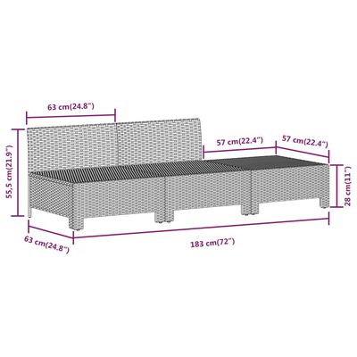 vidaXL 11-delige Loungeset met kussens poly rattan grijs