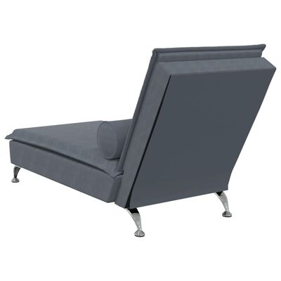 vidaXL Massage chaise longue met bolster fluweel donkergrijs