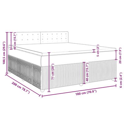 vidaXL Boxspring met matras fluweel lichtgrijs 180x200 cm