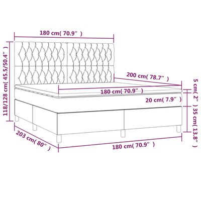 vidaXL Boxspring met matras stof blauw 180x200 cm