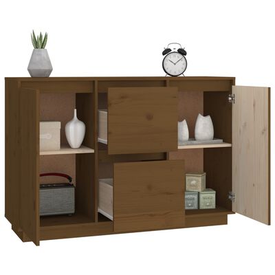 vidaXL Dressoir 111x34x75 cm massief grenenhout honingbruin