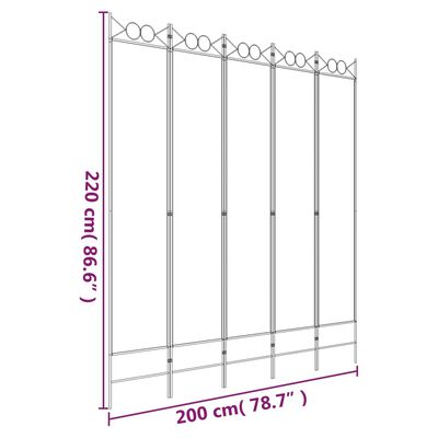 vidaXL Kamerscherm met 5 panelen 300x200 cm stof antracietkleurig