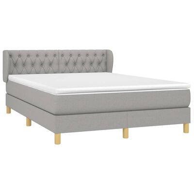 vidaXL Boxspring met matras stof lichtgrijs 140x190 cm