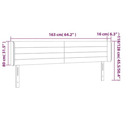 vidaXL Hoofdbord met randen 163x16x78/88 cm stof lichtgrijs