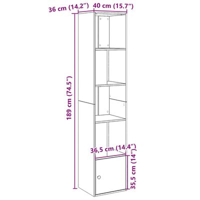 vidaXL Boekenkast 40x36x189 cm bewerkt hout zwart