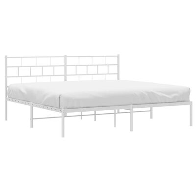 vidaXL Bedframe met hoofdbord metaal wit 183x213 cm