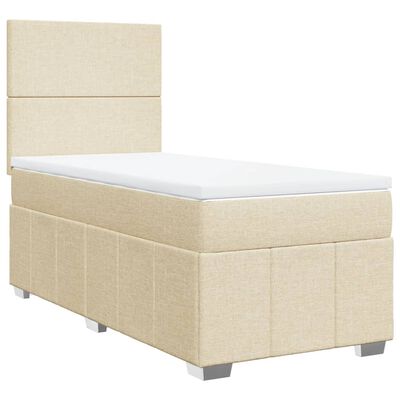 vidaXL Boxspring met matras stof crèmekleurig 100x200 cm