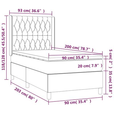 vidaXL Boxspring met matras en LED stof crèmekleurig 80x200 cm