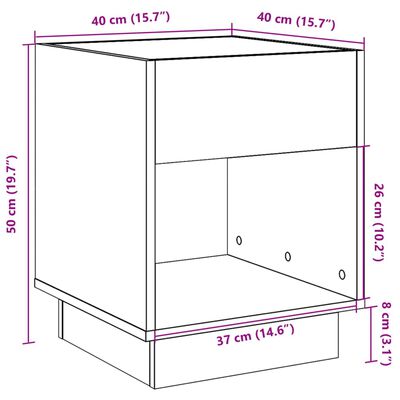 vidaXL Nachtkastje met Infinity LED 40x40x50 cm grijs sonoma eiken